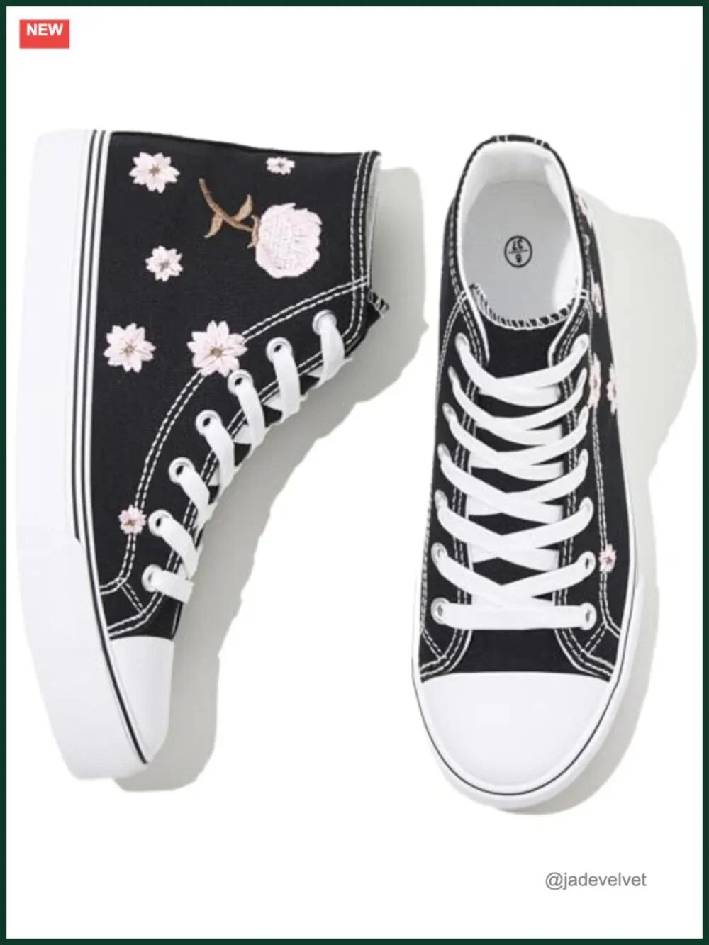 Women's High Top Canvas Sneakers Casual Walking Shoes Embroidered Floral